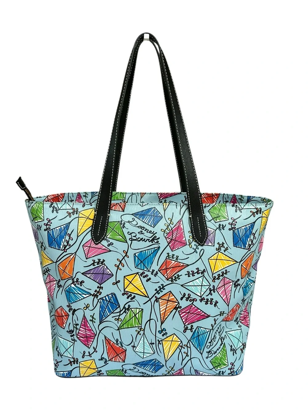Dooney & Bourke Sky Blue Italian Coated Cotton Kite Print Tote Bag. K9002230